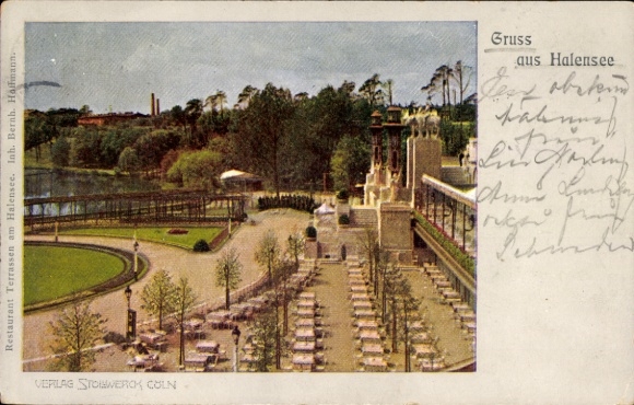 Ak Berlin Grunewald Halensee, Restaurant Terrassen, Inh. Bernh. Hoffmann, Stollwerck Verlag Köln
