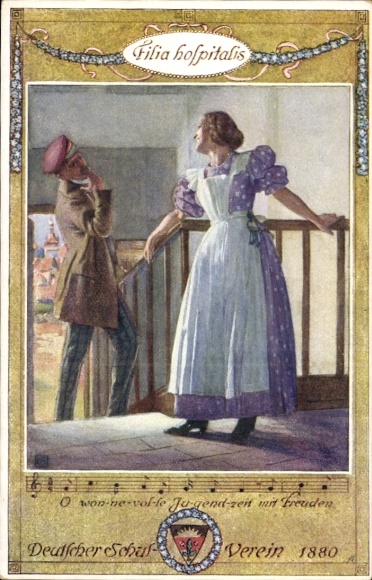 Studentika song Postcard Filia hospitalis, O blissful youth with joy, German School Association 92