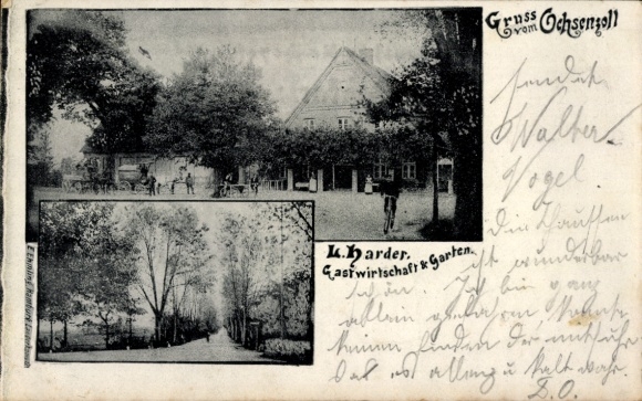 Postcard Hamburg Nord Langenhorn, Ochsenzoll, restaurant, garden