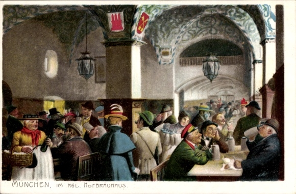 Postcard Munich, Royal Hofbräuhaus