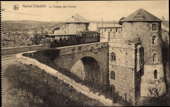 Postcard Namur Wallonien, Namur Citadel, The Castle of the Counts, tramway
