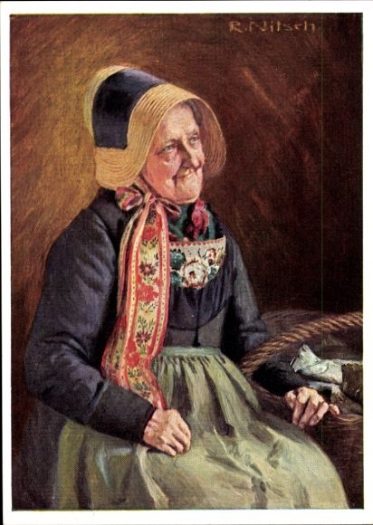 Künstler Ak Nitsch, R., Volkstracht, Mönchguterin, Insel Rügen, VDA P 1 R 2 Nr 1