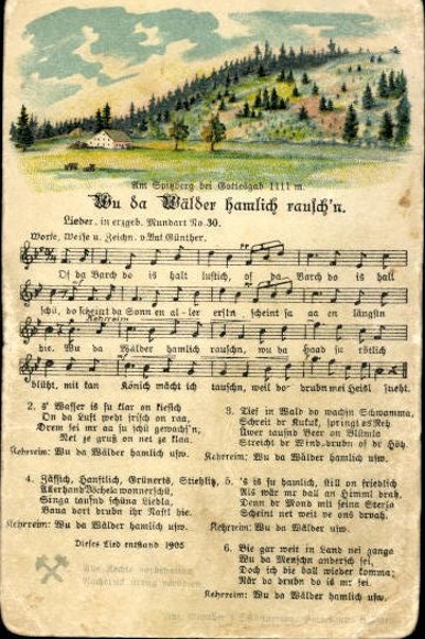 30 individual song cards, Anton Günther