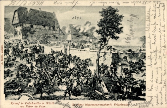 Postcard Frœschwiller Froeschwiller Fröschweiler Alsace Bas Rhin, Kampf, Gasthof Jägertreffen