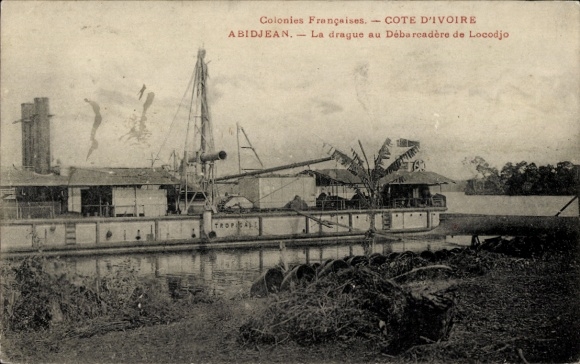 Ak Abidjean Elfenbeinküste, La drague au Débarcadère de Locodjo