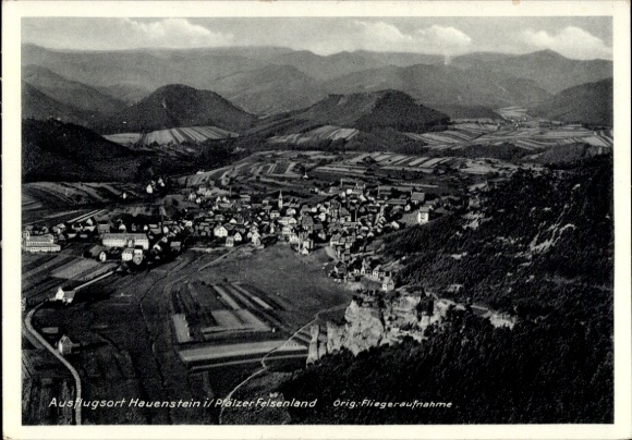 Postcard Hauenstein in the Palatinate, aerial photograph