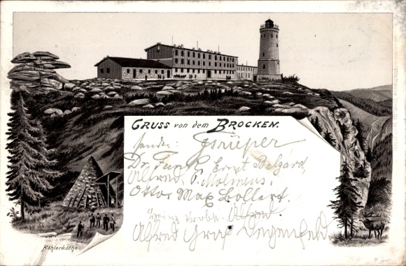 Precursor Chromo-Litho Brocken Harz National Park, Brocken Hotel, Köhler Köthe