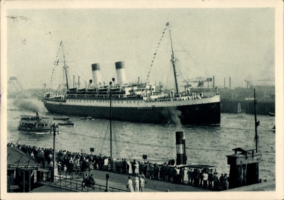 Ak Dampfschiff Monte Olivia, HSDG; Hamburger Hafen