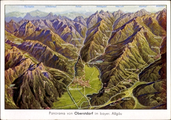 Ak Oberstdorf im Oberallgäu, Panorama, Gebirge