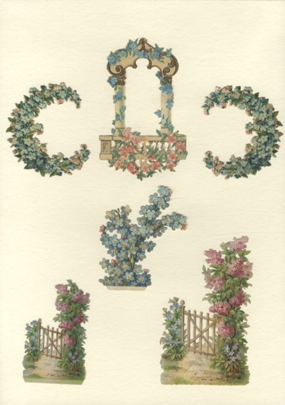 6 wafers forget-me-not and lilac, approx. 11 x 6.5 cm to 8 x 6 cm