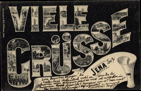 Letters Postcard Jena in Thuringia, souvenir