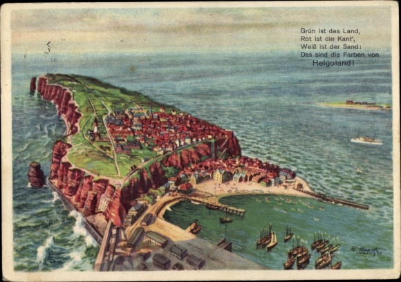Artist PC North Sea island Heligoland, poem, length 1600 m, width 600 m