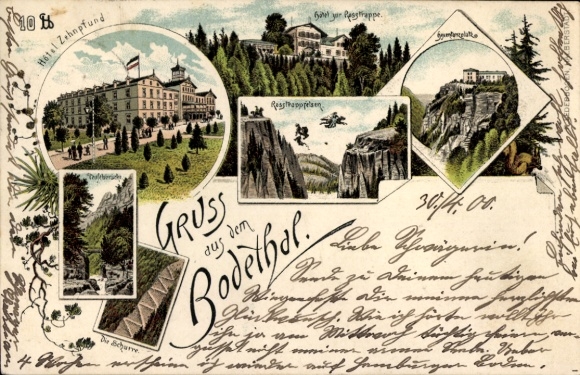 Vorläufer Litho Thale, Hotel Zehnpfund, Zur Rosstreppe, 1895