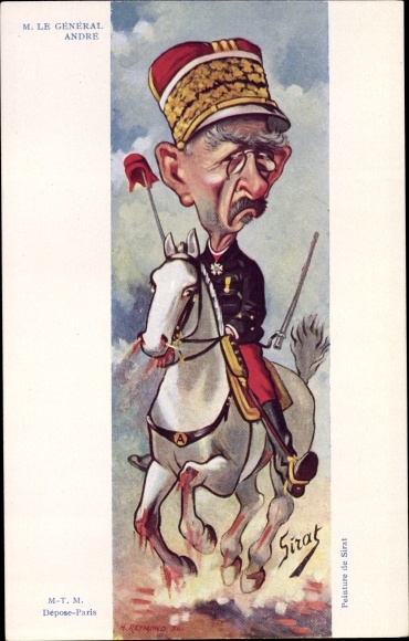 Artist PC Sirat, Le General Louis Andre, Caricature, Dreyfus Affair