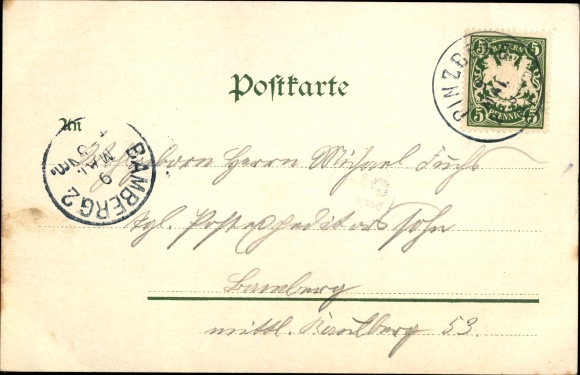 Postcard Pinzberg in Upper Franconia, spa hotel and terrace