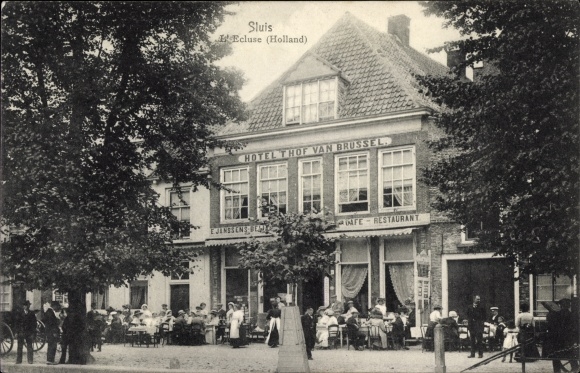 Postcard Sluis Zeeland Niederlande L&#39;Ecluse, Hotel &#39;t Hof van Brussels