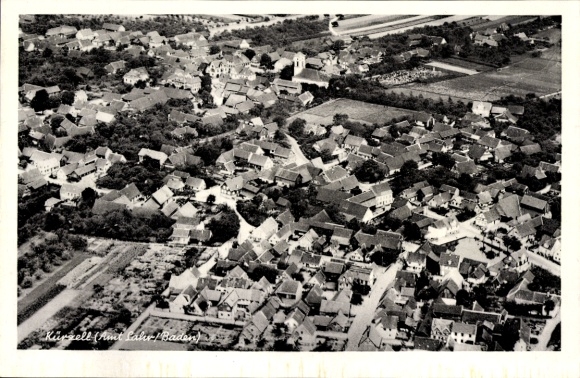 Postcard Kürzell Meißenheim Ortenaukreis, aerial photograph of the city