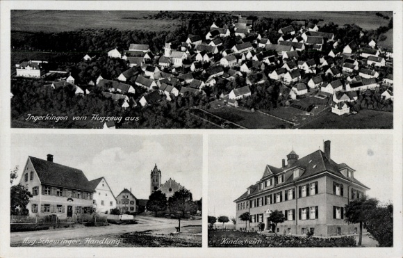 Ak Ingerkingen Schemmerhofen in Württemberg, Luftaufnahme von  Gebäudeansichten, Kinderheim