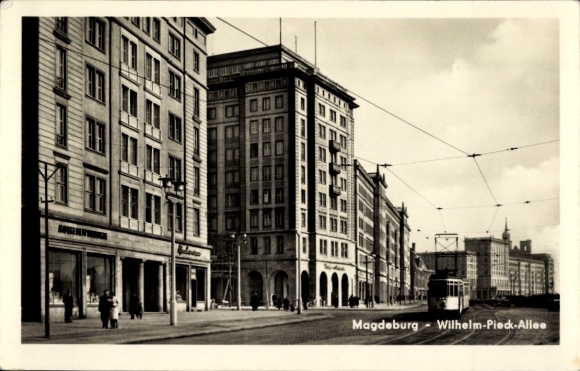 Ak Magdeburg an der Elbe, Wilhelm Pieck Allee, Straßenbahn