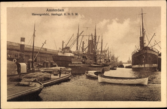 PC Amsterdam North Holland Netherlands, Havengezicht, Aanlegpl. KNSM, ships, boats