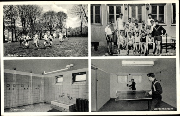 Postcard Lüdenscheid in the Märkischer Kreis, apprenticeship home St. Medardus, Wehberger Str. 4 b, table tennis