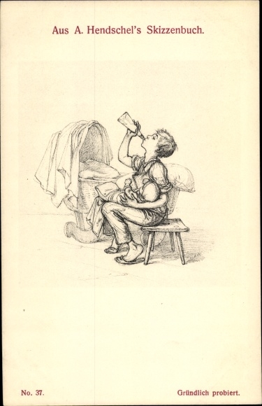 Kunstenaarskaart Hendschel, Albert, grondig geprobeerd