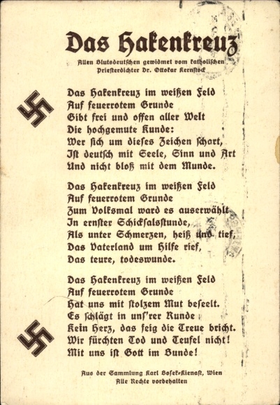 Lied Ak Das Hakenkreuz, Karl Bosek Kienast, Ottokar Kernstock