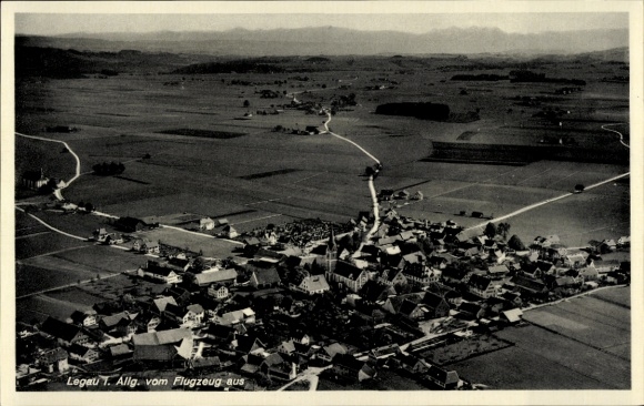 Postcard Legau in Swabia Unterallgäu, aerial photograph