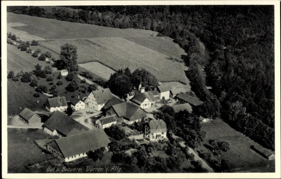 Postcard Dürren Kißlegg in Allgäu, estate, brewery, aerial photograph