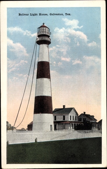 Postcard Galveston Texas USA, Bolivar Lighthouse