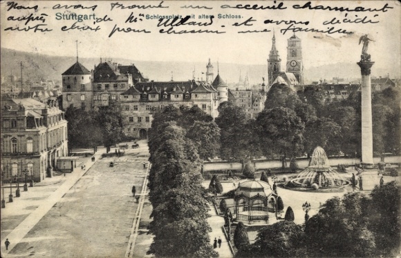 Postcard Stuttgart in Württemberg, Schlossplatz, New Palace
