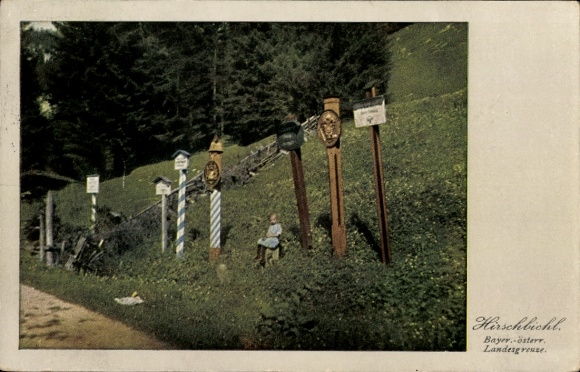 Postcard Hirschbichl, Bavarian-Austrian border, post