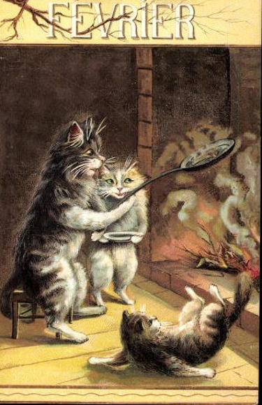 Set of 12 Artist AK Cats, Months, French Series