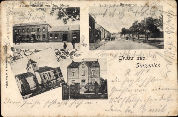 PC Sinzenich Zülpich North Rhine-Westphalia, church, inn, street section