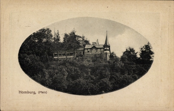 Embossed Passepartout Postcard Homburg in the Saarpfalz, Villa