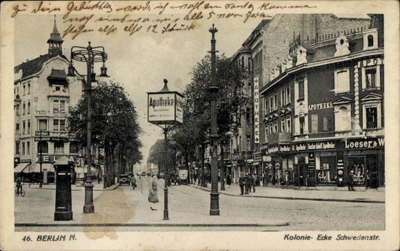 Ak Berlin Wedding Gesundbrunnen, Koloniestraße Ecke Schwedenstraße, Geschäfte