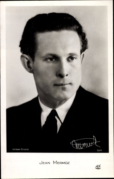 Postcard Pilot Jean Mermoz, Flugpioneer, portrait