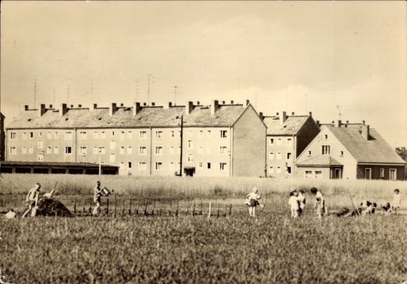 Postcard Schleife in Upper Lusatia, residential buildings, Glückauf settlement