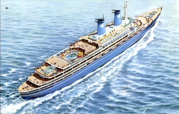 Kunstenaar Ak Stor, H., passagiersschip MS Achille Lauro, Lauro Lines