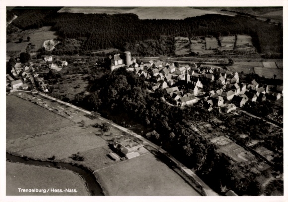 Postcard Trendelburg in Northern Hesse, aerial photograph