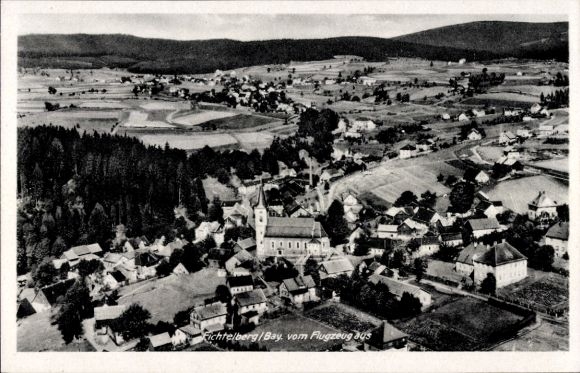 Postcard Fichtelberg in the Fichtelgebirge Upper Franconia, aerial photograph