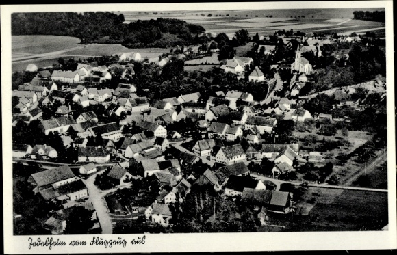 Postcard Jedesheim Illertissen in Swabia, aerial view of houses, landscape,