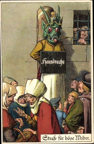 Artysta lito Jodolfi, kara dla złych kobiet, smok domowy, maska smoka, post wstydu