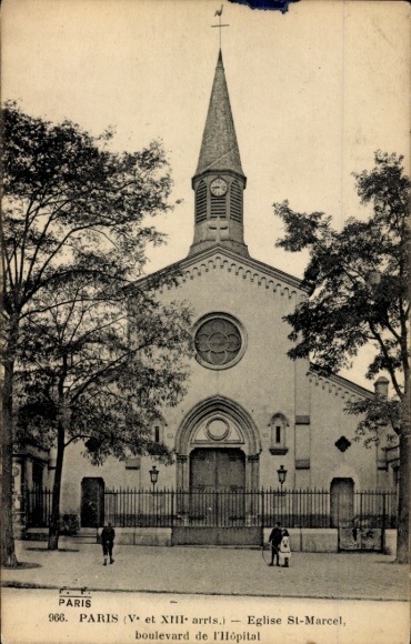Ak Paris 13., St Marcel-kerk, Boulevard de l'Hopital