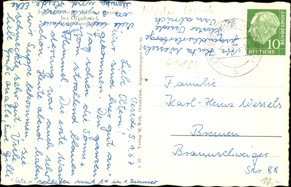 Postcard Oesede Georgsmarienhütte in Lower Saxony, youth hostel own home state association Weser Ems