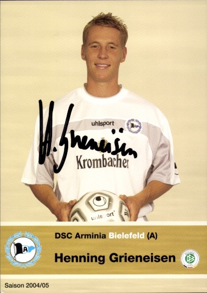 Autograph card footballer Henning Grieneisen, Arminia Bielefeld, autograph