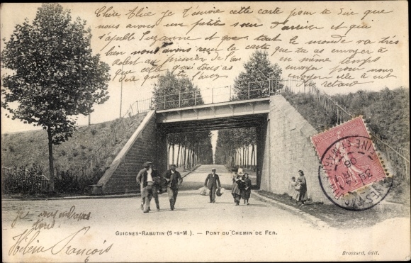 Ak Guignes Rabutin Seine et Marne, Pont du Chemin de Fer