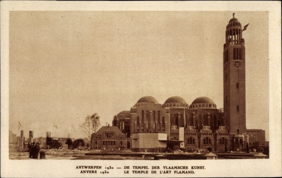 Postcard Anvers Antwerp, World Exhibition, Exposition, Weltausstellung 1930 Temple de l&#39;Art Flamand