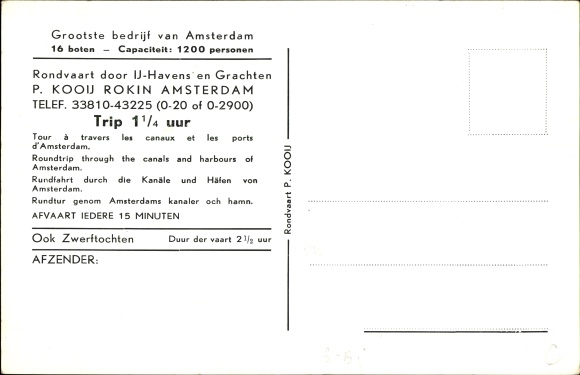 PC Amsterdam North Holland Netherlands, Rondvaart, P. Kooij
