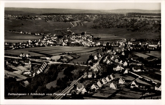 Ak Dettenhausen in Württemberg, Luftaufnahme von  ländliche Landschaft, Wohnhäuser